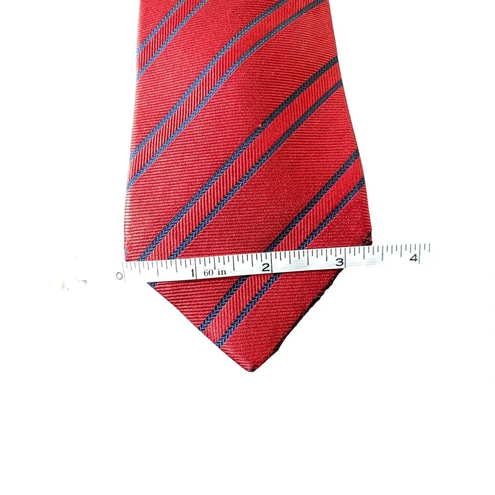 Ermenegildo Zegna 100% Silk Red Blue Stripe‎ Mens Tie Repp Diagonal Stripe Italy